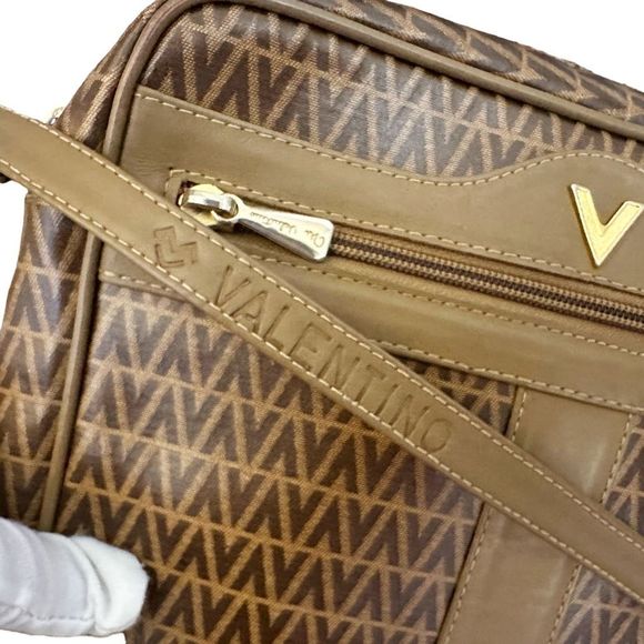 Vintage Mario Valentino PVC x Leather Monogram Crossbody Bag - 9” x 7.5” x 2” - Picture 5 of 13